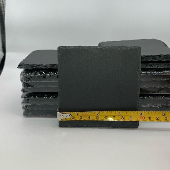 Slate Stone Drink Coasters 5 Sets of 4(20 total) Square Black Natural Edge Stone - Picture 2 of 6